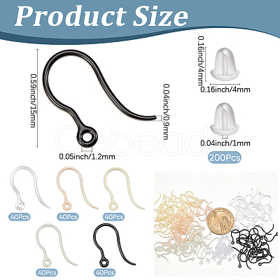 200Pcs 5 Colors Plastic Earring Hooks FIND-SP0005-40-1
