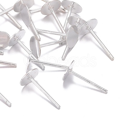 925 Sterling Silver Flat Pad Stud Earring Findings STER-K167-045E-S-1