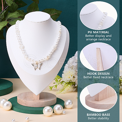 Bust Shaped PU Leather Necklaces Display Stands NDIS-WH0017-13B-1