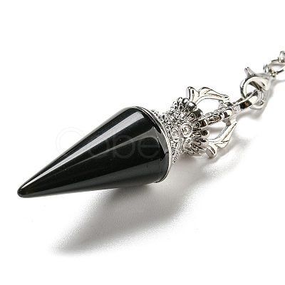 Natural Obsidian Pointed Dowsing Pendulums AJEW-P113-01P-02-1