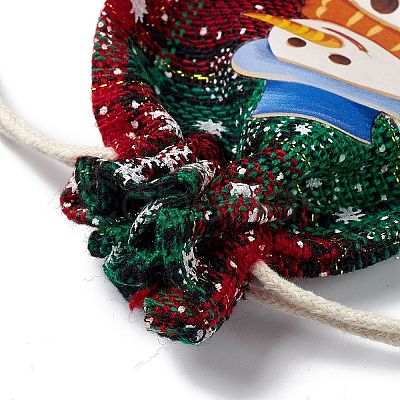 Christmas Theme Rectangle Jute Bags with Jute Cord LS-ABAG-E006-01D-1