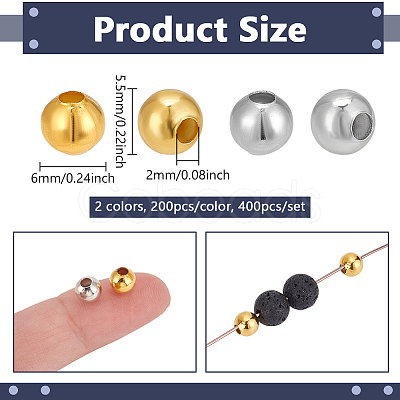 400Pcs 2 Colors Iron Crimp Beads IFIN-NB0001-64-1