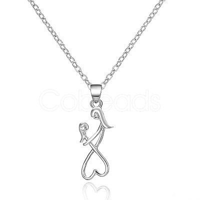 Mom Daughter Family Heart Alloy Pendant Necklaces FS-WG2DA38-02-1
