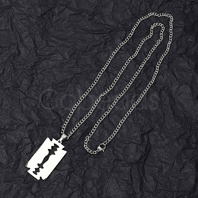 Non-Tarnish 201 Stainless Steel Pendant Necklaces for Man NJEW-Q336-02C-P-1