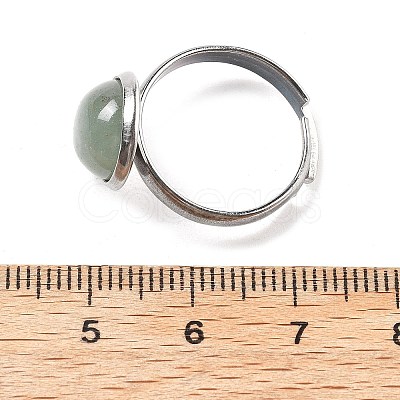 Half Round Natural Green Aventurine Finger Rings RJEW-M062-01P-40-1