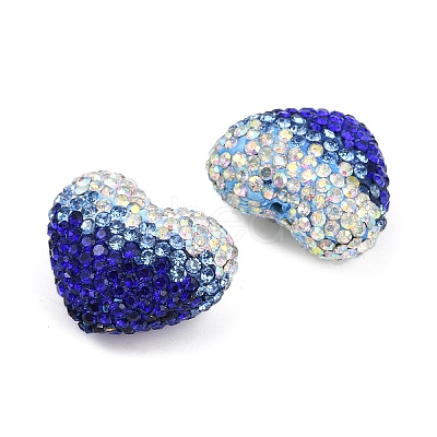 Gradient Color Heart Shaped Polymer Clay Rhinestone Beads CLAY-NH0002-03D-1