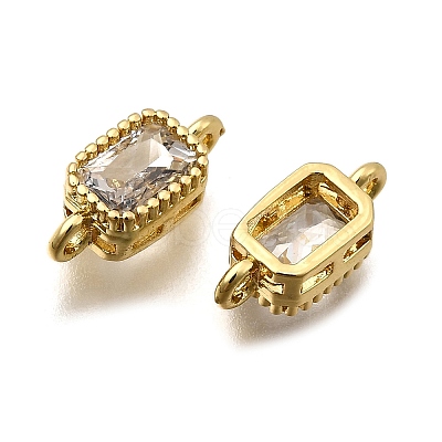 Real 18K Gold Plated Brass Micro Pave Cubic Zirconia Links Connectors ZIRC-L100-009G-07-1