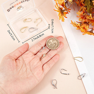 16Pcs 8 Style Brass Micro Pave Clear Cubic Zirconia Earring Hooks KK-BBC0012-30-1