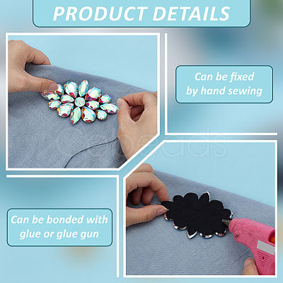 2Pcs Flower Glass Rhinestone Costume Accessories FIND-FG0004-81C-1