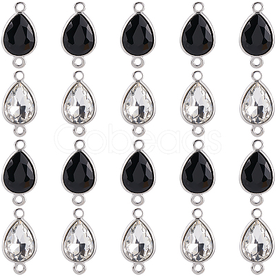 20Pcs 2 Colors Alloy Faceted Glass Connector Charms FIND-SC0016-29-1