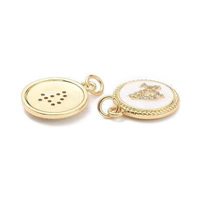 Brass Micro Pave Clear Cubic Zirconia Charms ZIRC-J040-44G-04-1