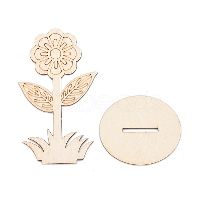 DIY Unfinished Wood Flowers Cutout WOOD-P017-06-1