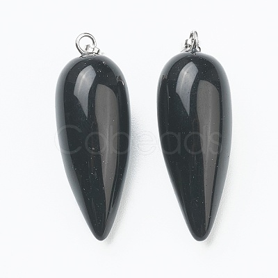 Natural Obsidian Pointed Pendants G-F705-01B-P-1