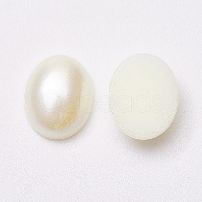 Acrylic Imitation Pearl Cabochons X-MACR-E007-8x10mm-J02-1