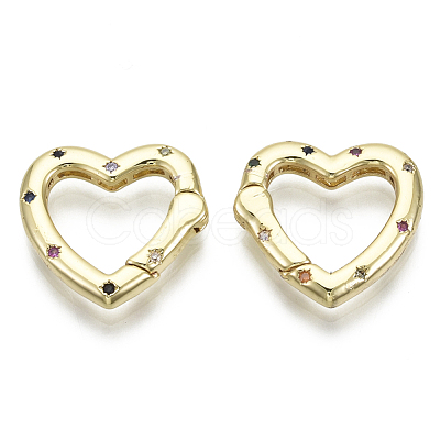 Brass Micro Pave Cubic Zirconia Spring Gate Rings ZIRC-N039-027-NF-1