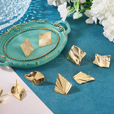 8Pcs 4 Styles Brass Stud Earring Findings EJEW-TA0008-64-1