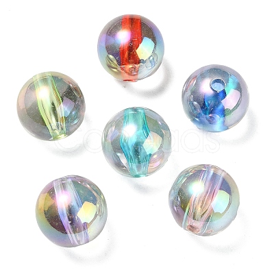UV Plating Transparent Rainbow Iridescent Acrylic Beads OACR-F004-01-1