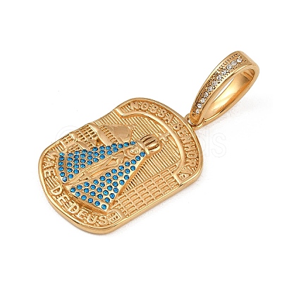 304 Stainless Steel with Rhinestone Pendants Hand Polished LS-STAS-Z171-25G-02-1