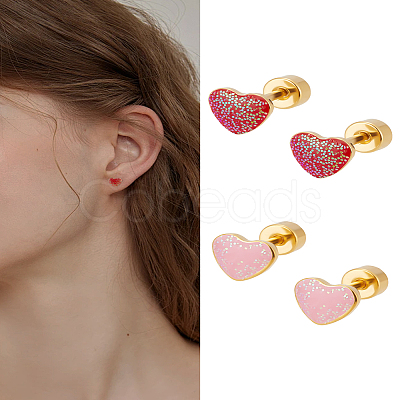 4Pcs 2 Colors Stainless Steel Enamel Stud Earrings EJEW-LP0001-83-1