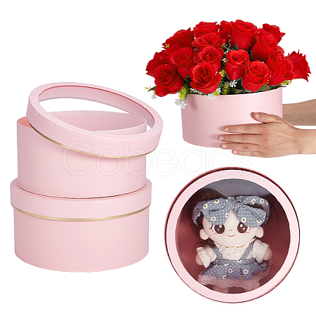 2Pcs 2 Sizes Flat Round Cardboard Paper Flower Organizer Package Boxes CON-BC0007-79C-1