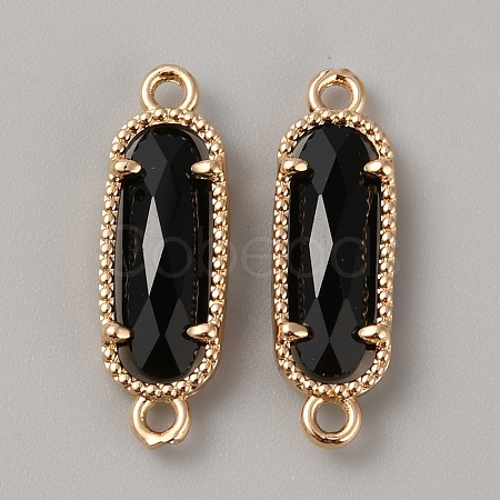 Golden Plated Brass Pave Glass Connector Charms FIND-WH0110-728G-02-1