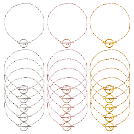 24Pcs 3 Colors 304 Stainless Steel Cable Chains Bracelets for Women BJEW-HS00008-1