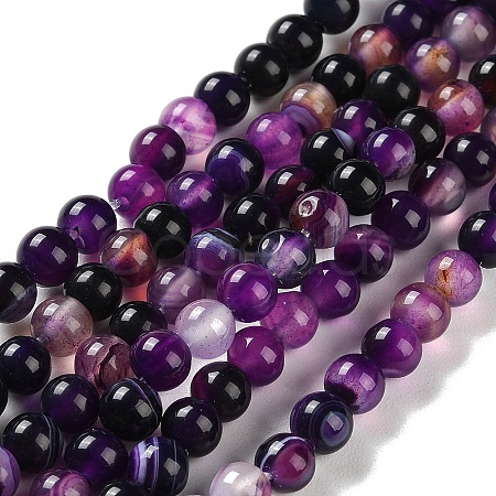 Natural Striped Agate/Banded Agate Beads Strands G-Z060-A01-A12-1