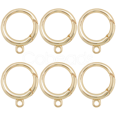 6Pcs Brass Spring Gate Rings KK-SC0006-40-1