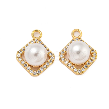 Brass Micro Pave Cubic Zirconia Pendants KK-U036-09G-1