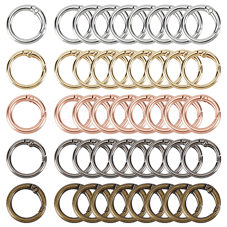 100Pcs 5 Colors Zinc Alloy Spring Gate Rings FIND-GO0004-54-1