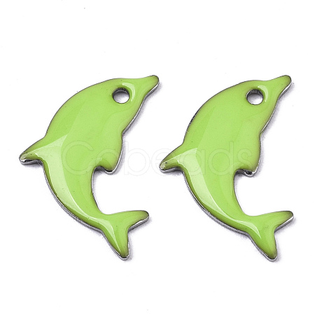 201 Stainless Steel Enamel Pendants STAS-N088-16F-1