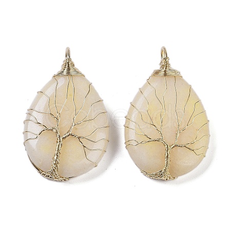 Natural White Jade Dyed Big Pendants KK-F868-30G-02-1