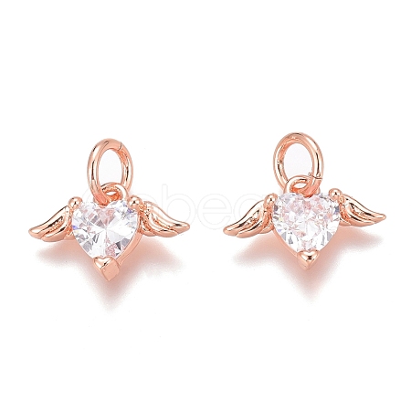 Brass Micro Pave Clear Cubic Zirconia Charms ZIRC-O035-26RG-1