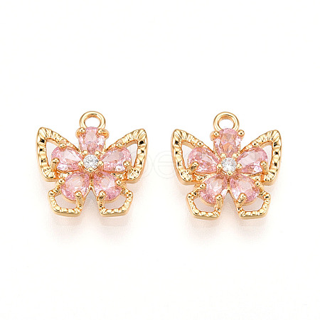 Brass Micro Pave Cubic Zirconia Charms KK-N262-111C-G-1