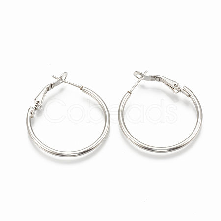 Non-Tarnish 304 Stainless Steel Hoop Earrings X-STAS-S078-07-30mm-1