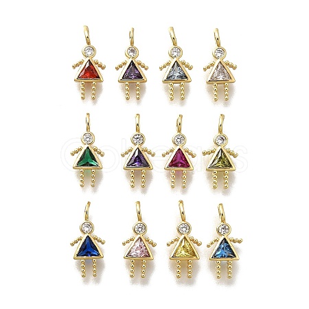 Brass Micro Pave Cubic Zirconia Pendants KK-D339-01G-01-1