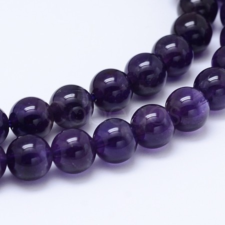 Natural Amethyst Round Bead Strands G-M212-8mm-01C-1
