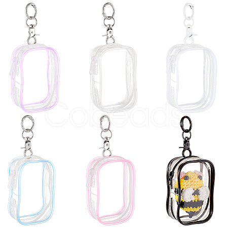 6Pcs 6 Colors Portable Travel Transparent Plastic Zipper Bags with Alloy Clasps ABAG-GA0001-29A-1