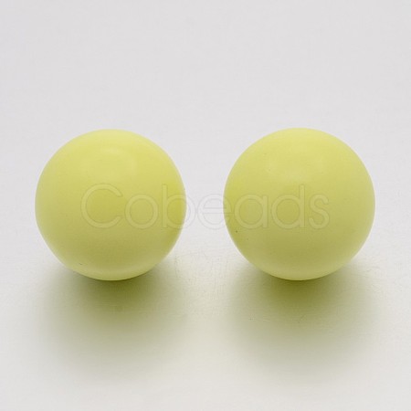 No Hole Spray Painted Brass Round Ball Beads Fit Cage Pendants KKB-J002-14-1