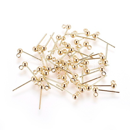 Brass Stud Earring Findings X-KK-I649-09G-NF-1