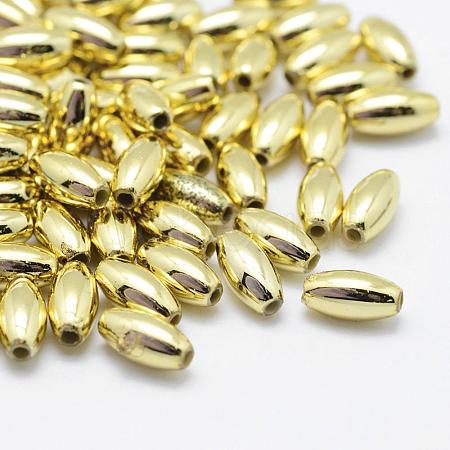 Plating Eco-Friendly Plastic Beads KY-K002-03-8x4mm-G-1