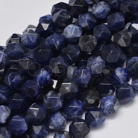 Faceted Natural Sodalite Beads Strands G-K066-02-8mm-1
