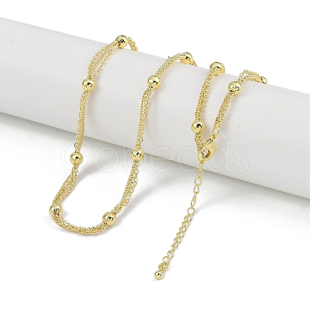 Rack Plating Brass Ball Link Chain Necklaces for Women NJEW-K382-05G-1