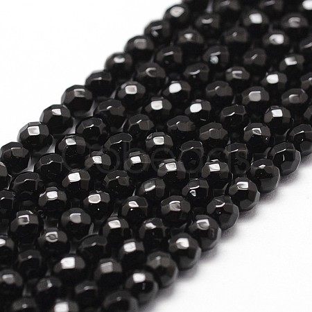 Natural Dyed & Heated Black Onyx Beads Strands X-G-D840-22-4mm-1