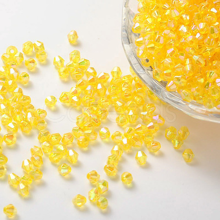 Bicone AB Color Plated Eco-Friendly Transparent Acrylic Beads X-TACR-A003-4mm-31-1