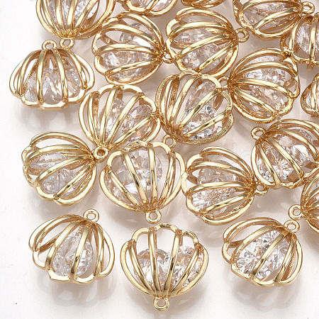 Brass Cubic Zirconia Charms X-KK-S348-325-1