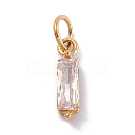 304 Stainless Steel Cubic Zirconia Pendants STAS-E487-21G-04-1