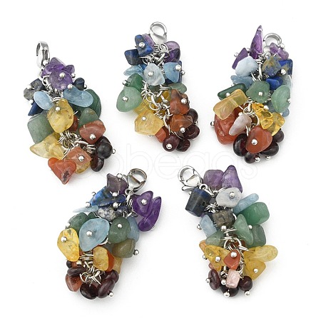 Natural Chip Gemstone Pendant Decorations HJEW-JM00213-1