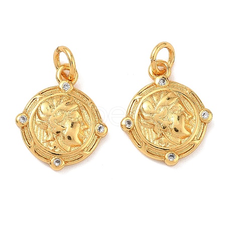 Brass Micro Pave Cubic Zirconia Charms KK-K364-44G-1