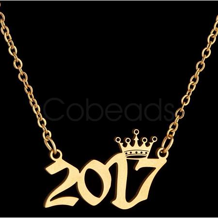 Crown Birth Year 201 Stainless Steel Pendant Necklaces for Women FS-WG4E8F2-38-1